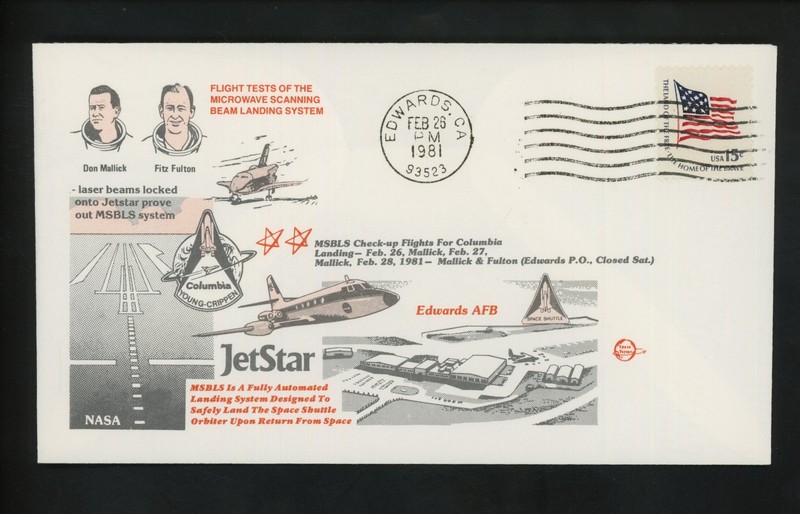 US Space Cover Shuttle Test Flight Jetstar MSBLS  NASA AFB Edwards CA 2/26/1981