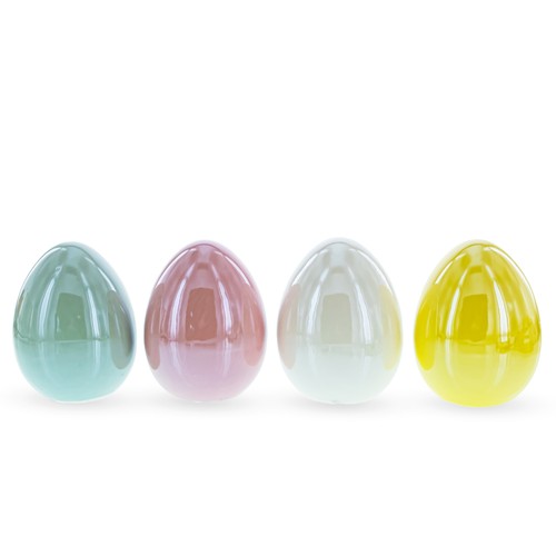 Set of 4 Multicolored Pearlized Ceramic Easter Eggs - 第 1/4 張圖片