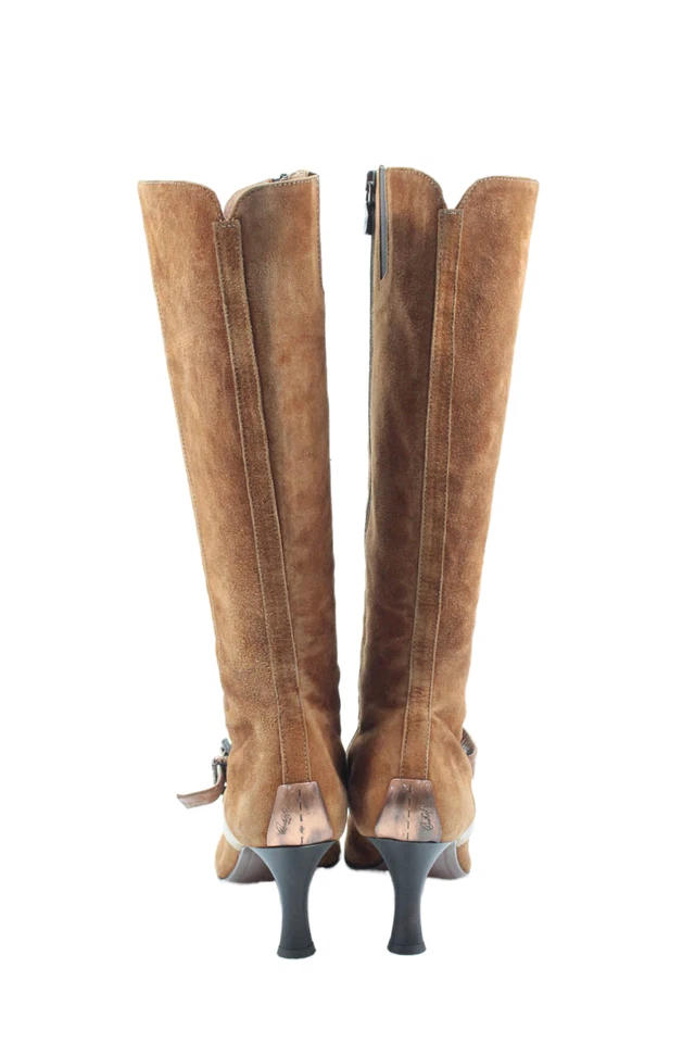 Botas Donald J Pliner para mujer punta puntiaguda gamuza media pantorrilla tacón coñac talla 7,5 Foto 4 de 4