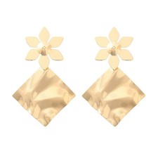 Floral Square Earrings, Flower Square Dangle Earrings for Women, Bohemian Flower