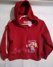 Vintage Strawberry Shortcake Berry Sweet Fleece Sweatshirt Hoodie 1/4 Zip Girls