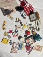Vintage junk drawer lot, LOT OF SMALLS, ADVERTISING, High End Items Stamps