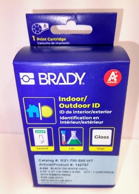 NEW Brady M21-750-595-WT Black on White Vinyl Cartridge 3/4'' x 21' 142797 M210