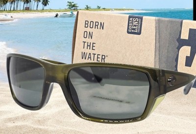 COSTA DEL MAR seagrass/gray TAILFIN polarized 580G sunglasses NEW IN BOX! (S)