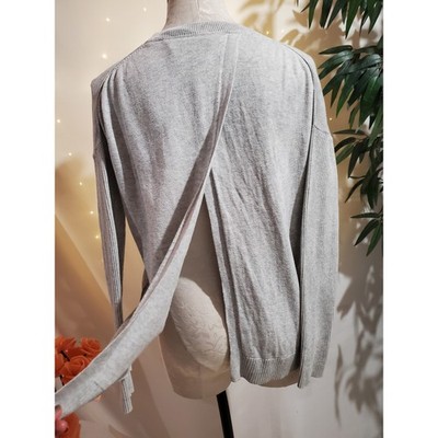 Athleta Highland Crossback Sweater Womens Size XS Silk Light Heather Gray Ballet