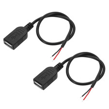 Micro USB Female to 2Pin Bare Wire 24AWG 30Cm/12 Inch Long, 2Pcs 5V 3A Micro USB