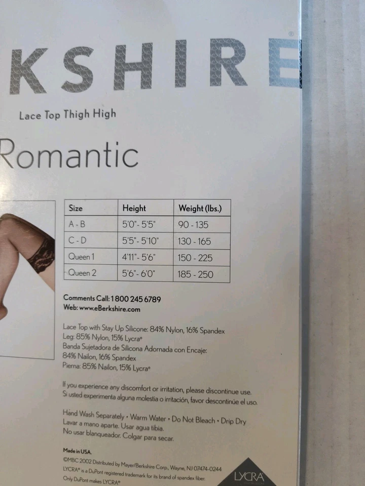 Berkshire White Thigh High Stockings Size A-B Lace Top Made In USA - Image 3 of 4