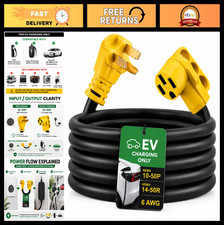 10ft EV Charger Adapter NEMA 10-50P to 14-50R for Tesla & Electric Vehicles