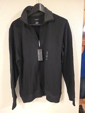 Van Heusen Flex Quarter Zip Long Sleeve Pullover Black Men  s Size S
