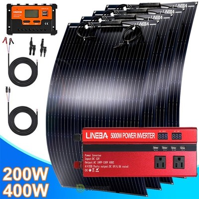 5000W Power System for Home RV 400W Flexible Solar Panel Starter Kit & Inverter