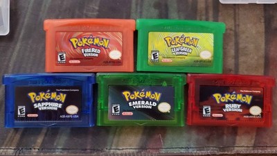 5 PACK POKEMON GBA FIRERED LEAFGREEN RUBY EMERALD SAPPHIRE TESTED WORKING USA