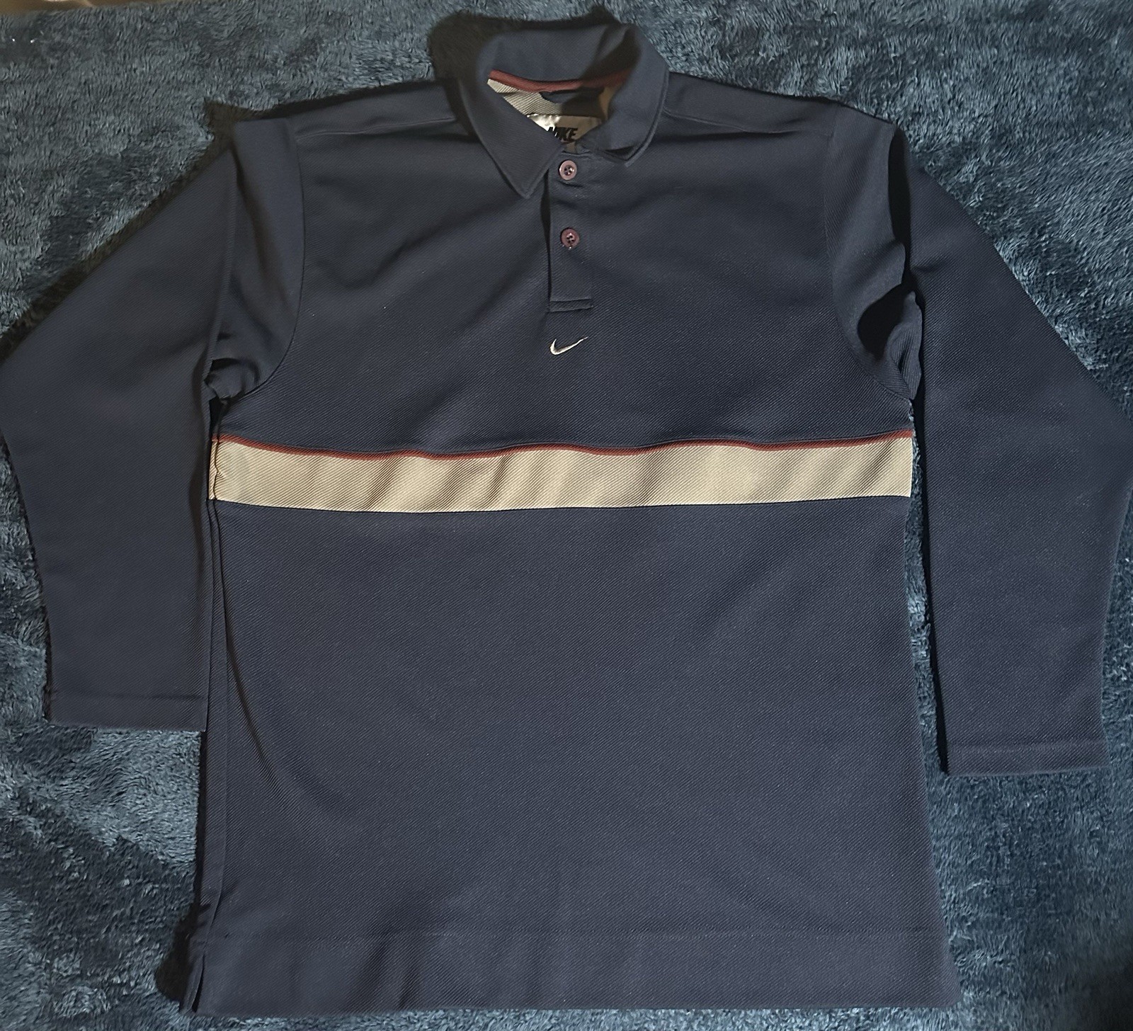 Nike Double Button Collared Long Sleeve Shirt Med… - image 1