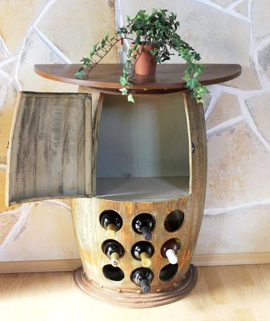 Weinregal Holz Fass Halbrund Wandtisch 1500 Flaschenständer Weinfass Holzfass - Bild 1 von 4