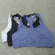 Hanes Bras Womens Medium Blue White Gray Bralette HFA003 Racerback Set Of 3