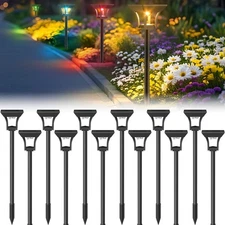 12 Pack RGBCW Solar Pathway Outdoor Lights, 3 Lighting Modes Solar LED Garden...