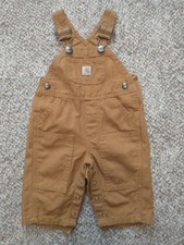 CARHARTT Bib Overalls Toddler 3 Month Brown Canvas Double Knee