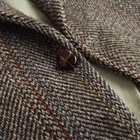 Harris Tweed 44R Brown Herringbone Sport Coat Vintage w/ Leather Button