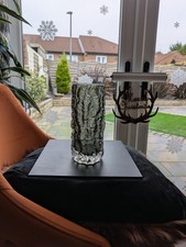 WHITEFRIARS GLASS MEDIUM BARK VASE 71/2" - 9690 PEWTER - not so rare