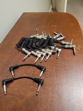 Right-Angle 1/4 Inch Instrument Patch Cables, Black, 6.35mm Jack Male, Lot