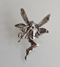 Art Nouveau Style Silver Stamped Fairy Brooch. Stamped 925 On Reverse.