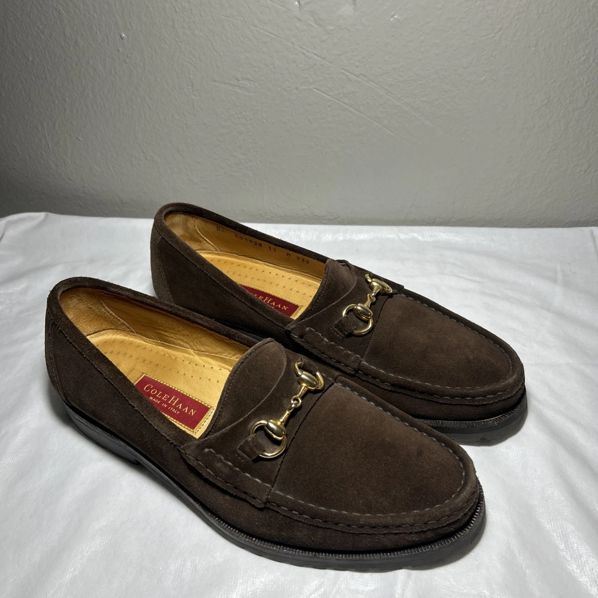 Cole Haan Collection Men\'s Sz 11.5M Brown Suede Bit Moccasin Loafers Made/Italy Cole Haan Brown Leather Loafers with Horsebit Detail main image 2