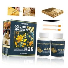 Gold Leaf Kit - Sheets for Art Gilding Adhiseve Set - Gold Leaf Sheets