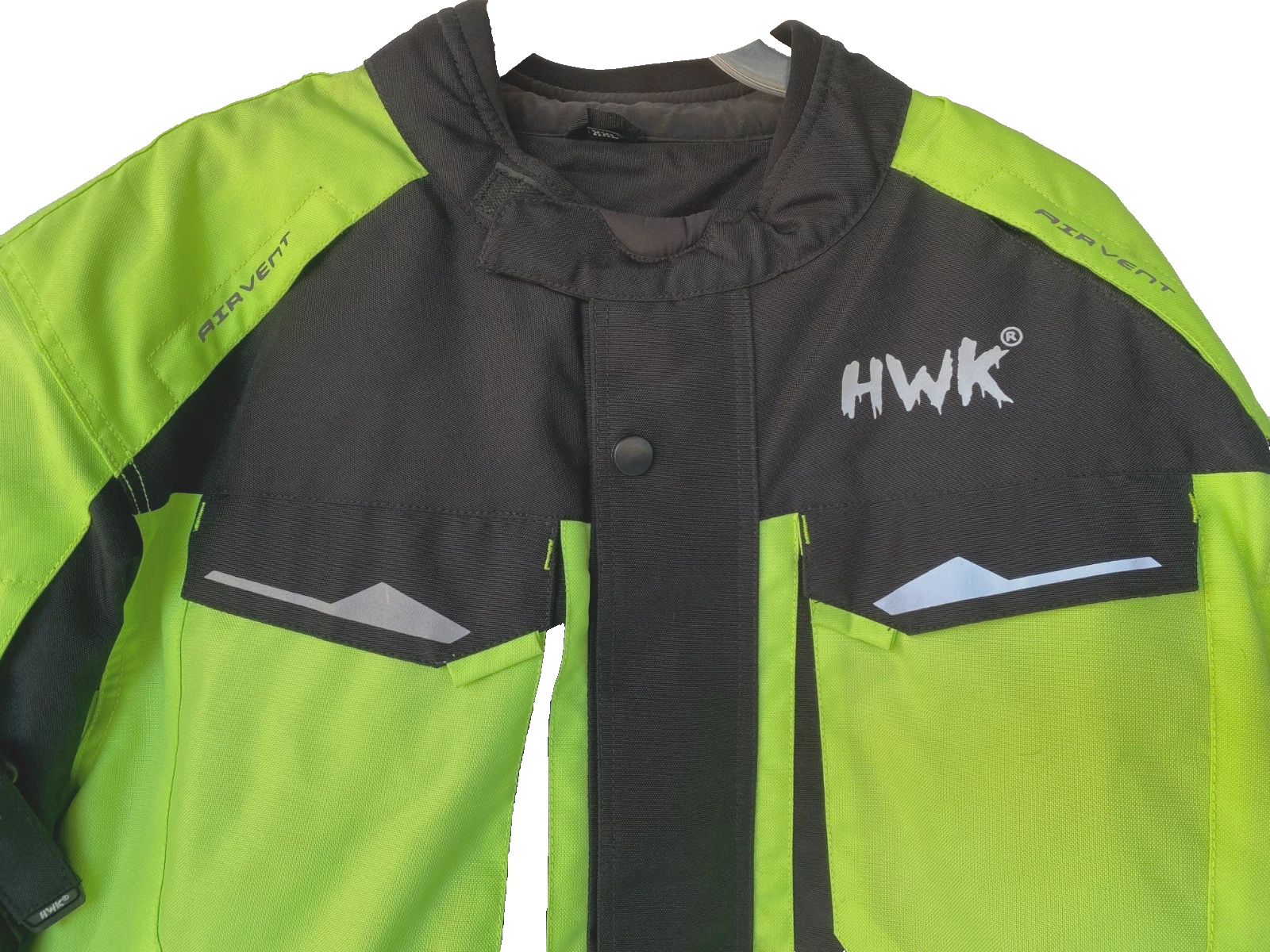 HWK Men's XXL Motorcycle Jacket Hi Vis Neon Green Black Armored Airvent NWT image 2
