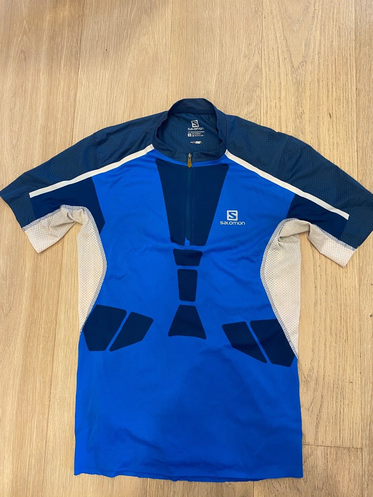 SALOMON Baselayer Maglia Maniche Corta Maglietta Allenamento Palestra Fitness Taglia S zr579