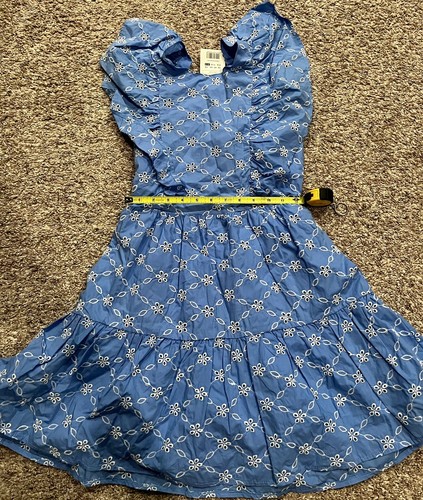 NWT Girl Original Marines Blue Dress Flutter Sleeve Crochet Elastic Waist 13 yrs - Picture 3 of 6