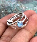 925 Sterling Silver Ring, Moonstone Ring, Womens Stacking Band Ring ,All Size