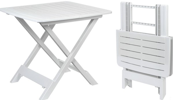 Campingtisch Beistelltisch Tisch Gartentisch Klappbar Kunststoff Klapptisch Weiß-image