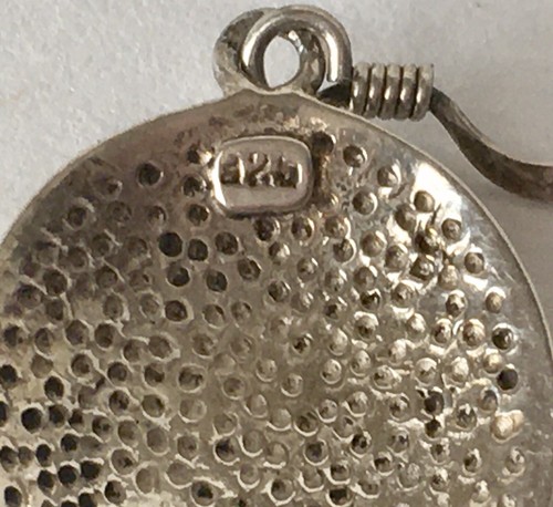 Orecchini Vintage Southwest Concha Argento Sterling Con Pendente Pietra Blu - Foto 7 di 12