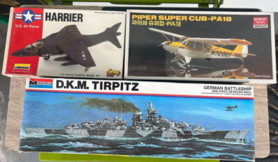 Harrier Jet, Piper Super Cub-PA18, D.K.M. Tirrpitz -- 2 Factory Sealed, 1 New 