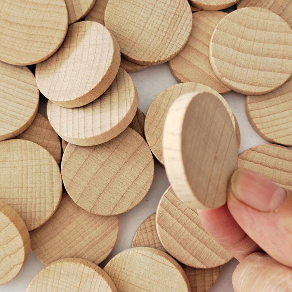 30MM Wooden Pieces Circle Disk Unfinished Round Disc