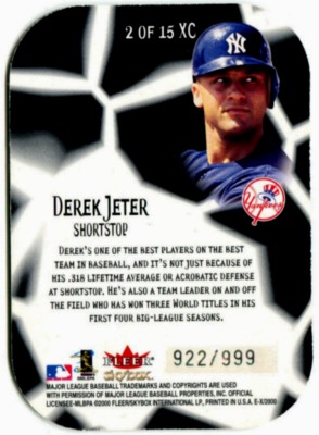 2000 Skybox E-X-E-Xceptional Derek Jeter Green SP /999 NM Clean