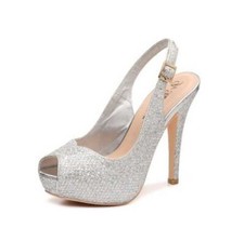 De Blossom Collection David's Bridal Heels Peep Toe Prince Stilettos size 8