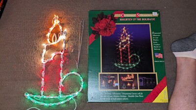 Christmas Candle Lightup Silhouette Sculpture 20 inch 1995 Vintage