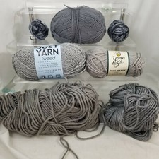 7 Gray Yarn Skeins Yarn Bee Premier Just Yarn TWEED Balls half black Black grey
