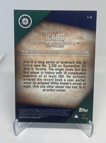 2016 TOPPS #I-4 ICHIRO ICHIRO CHROME REFRACTORS SEATTLE MARINERS - Picture 2 of 2