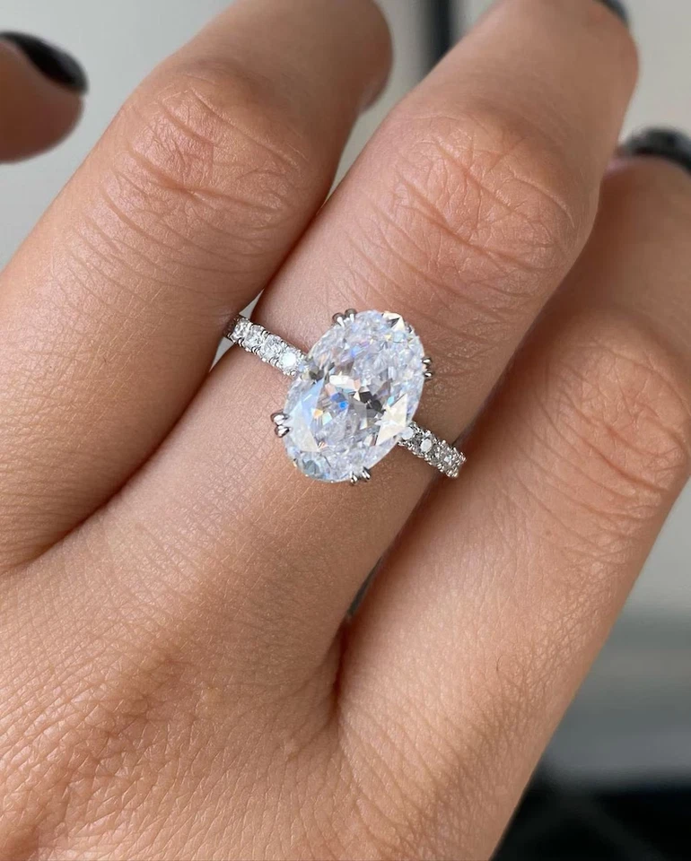 2.30CT Oval Cut Lab Grown/CVD Diamond Hidden halo Wedding Ring In 14k White Gold - Image 2 of 4