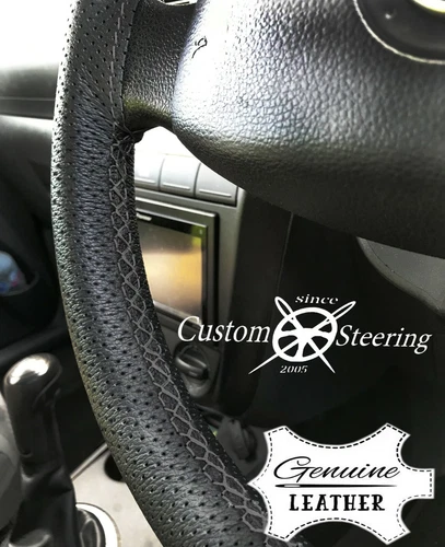 DARK GREY STITCH PERFORATED LEATHER STEERING WHEEL COVER FOR VOLVO C30 06-13
