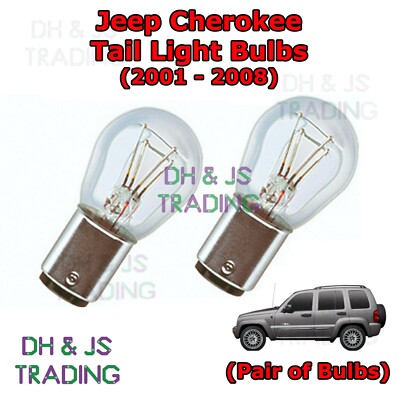 Pair Of Rear Brake Light Bulbs For Jeep Cherokee (2001-2008) – Stop/Tail Light – Clear, DH & JS