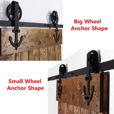 5-12FT Sliding Barn Wood Door Hardware Kit Anchor/Big Wheel For Single&Double