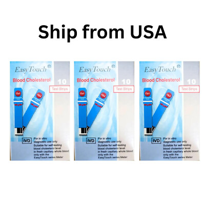 3 box EasyTouch Blood Cholesterol Test Strip 10 Strips(EASYTOUCH GCU/GCHb meter)