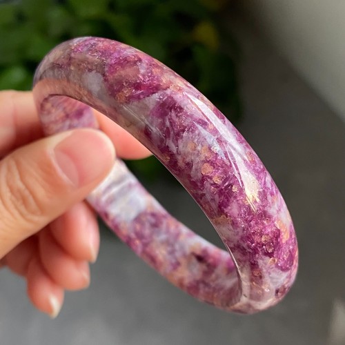58mm Natural Purple lepidolite Quartz Crystal Gemstone Bangle C67 - Picture 4 of 9