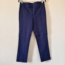 ERICA TAYLOR Geometric Chevron Print Crop Ankle Pull On Pants Women Size Large