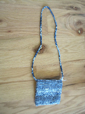 Cross Body Small Hand Woven Purse by Catherine De Haan NOS Blue White