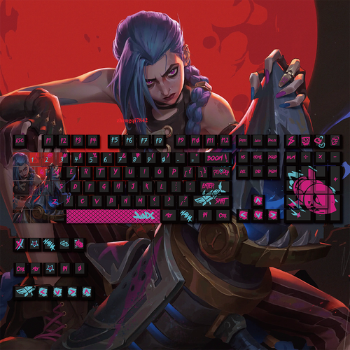 League of Legends Jinx PBT Keycaps 123Keys Cherry MX High Mechanical keyboard - Picture 6 of 7