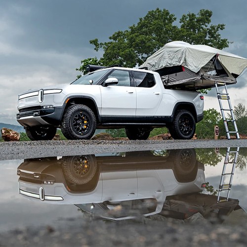 Full 4Pcs Roof Rail Rack Cross Bar Crossbar Fit For Rivian R1T 2022-2024 2025 - Picture 4 of 5