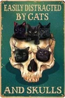 Skull and Cat Metal Retro Vintage Tin Metal Signs Home Décor 8x12 Bar Wall Decor